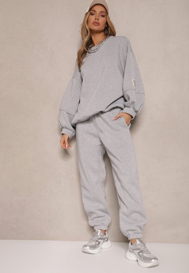 Renee - Szary Komplet Dresowy z Polarową Podszewką Bluza i Joggery Ziline. Kolor: szary. Materiał: dresówka, polar