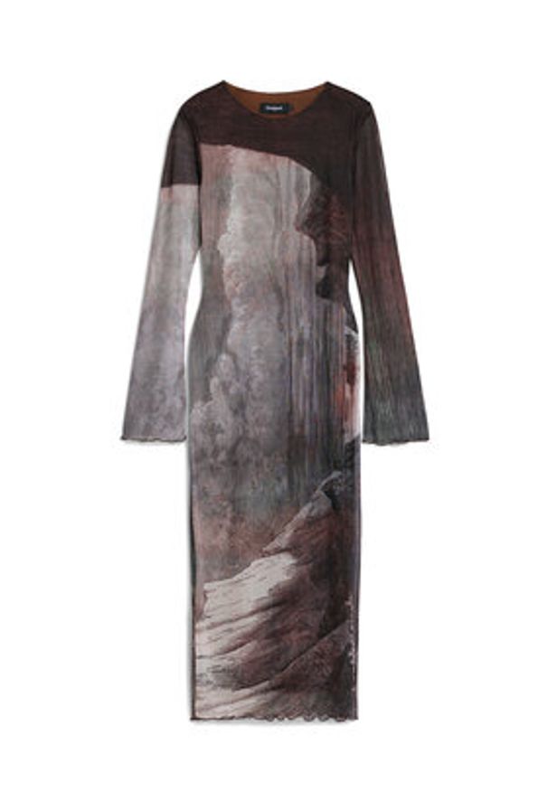 Desigual Sukienka codzienna Abyss Lacroix 25WWVK01 Brązowy Slim Fit. Okazja: na co dzień. Kolor: brązowy. Materiał: syntetyk. Typ sukienki: proste. Styl: casual