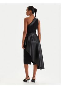 Karl Lagerfeld - KARL LAGERFELD Sukienka koktajlowa B1W13002 Czarny Slim Fit. Typ kołnierza: dekolt w karo. Kolor: czarny. Materiał: syntetyk. Styl: wizytowy #3