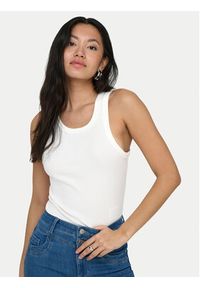 only - ONLY Top Val 2-Way 15371705 Biały Slim Fit. Kolor: biały. Materiał: bawełna #5