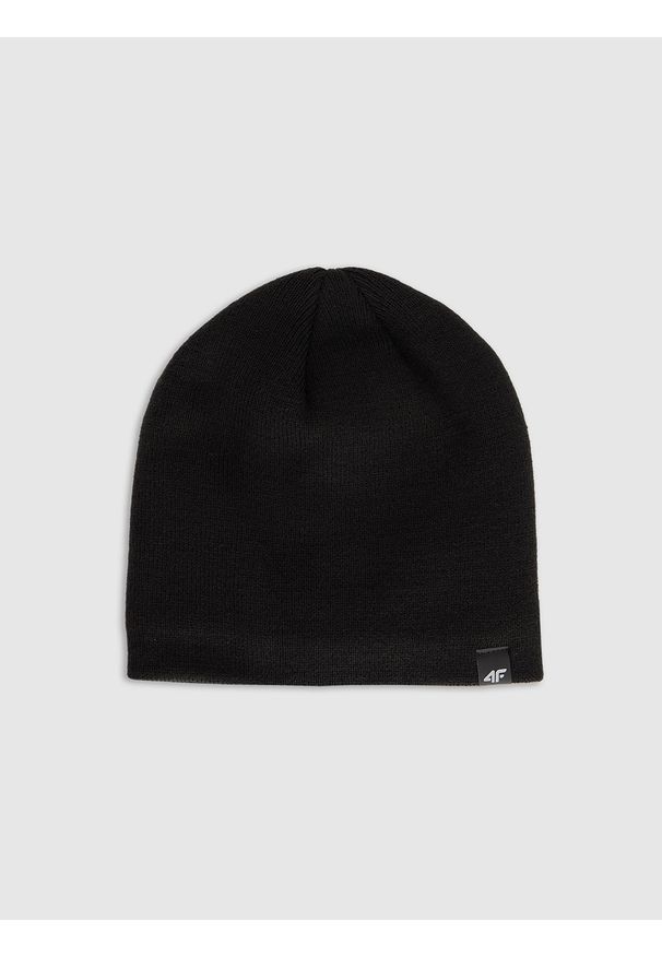 4f - 4F Czapka zimowa męska - czarna M. Kolor: czarny. Materiał: materiał. Sezon: zima