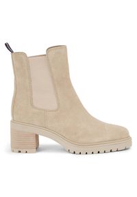 TOMMY HILFIGER - Tommy Hilfiger Botki Essential Midheel Suede Bootie FW0FW07522 Beżowy. Kolor: beżowy #1