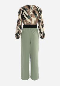 Born2be - Zielony Kombinezon z Kopertową Górą i Szerokimi Spodniami oraz Paskiem Elavina. Kolor: zielony #6