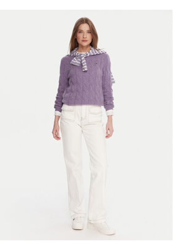 TOMMY HILFIGER - Tommy Hilfiger Sweter WW0WW43586 Fioletowy Regular Fit. Kolor: fioletowy. Materiał: wełna