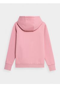 4f - Bluza dresowa rozpinana z kapturem damska. Typ kołnierza: kaptur. Kolor: różowy. Materiał: dresówka #2