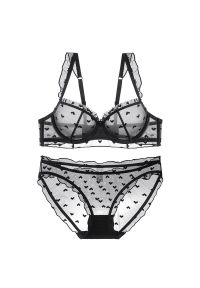 Intica - Zestaw bielizny z koronkowymi detalami na co dzień i specjalne okazje Heajung. Kolor: czarny. Materiał: koronka