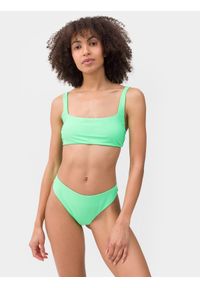4f - Góra od bikini damska. Kolor: zielony. Materiał: materiał #1