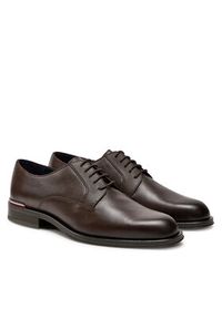TOMMY HILFIGER - Tommy Hilfiger Półbuty Core Rwb Hilfiger Text Lth Shoe FM0FM05255 Brązowy. Kolor: brązowy. Materiał: skóra #4