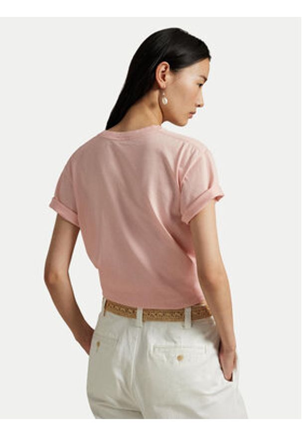 Polo Ralph Lauren T-Shirt 211965096001 Koralowy Regular Fit. Typ kołnierza: polo. Kolor: pomarańczowy. Materiał: bawełna