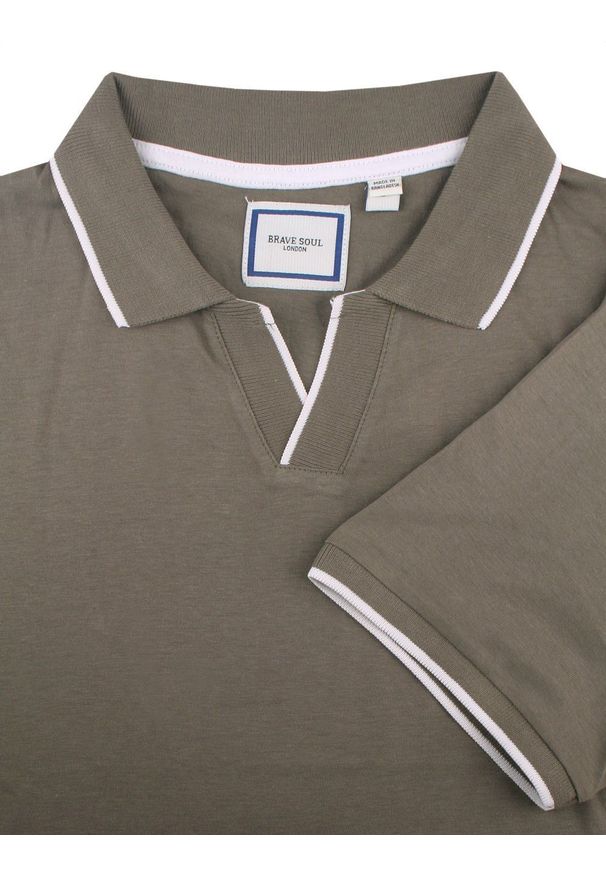 Oryginalna Koszulka Polo - Brave Soul - Taupe (Beż z Szarością). Okazja: na co dzień. Typ kołnierza: polo. Kolor: wielokolorowy, beżowy, brązowy. Materiał: bawełna. Styl: casual