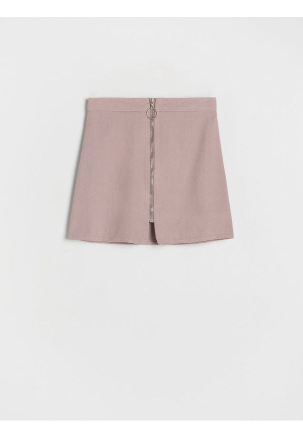 Reserved - Bawełniana spódnica z zamkiem - brązowy. Kolor: brązowy. Materiał: bawełna. Typ sukienki: trapezowe
