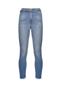 Pinko - PINKO - Błękitne jeansy Susan. Stan: podwyższony. Kolor: niebieski. Wzór: ażurowy, ze splotem. Sezon: lato, wiosna. Styl: elegancki #6