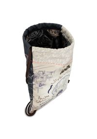 Beżowy Worek Anekke Stylowe Plecak Damski. Kolor: beżowy. Wzór: aplikacja, napisy. Materiał: zdobione. Styl: elegancki #5