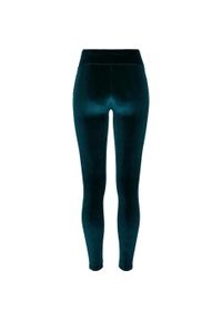 Urban Classics - Legginsy Damskie Aksamit Z Wysokimi Stanami. Stan: podwyższony. Kolor: niebieski. Sport: turystyka piesza