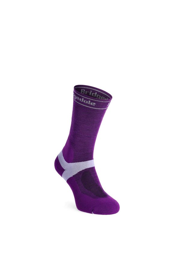 BRIDGEDALE - Skarpety rowerowe damskie Bridgedale MTB Mid Season Weight T2 Merino Sport Boot. Kolor: fioletowy. Sport: kolarstwo