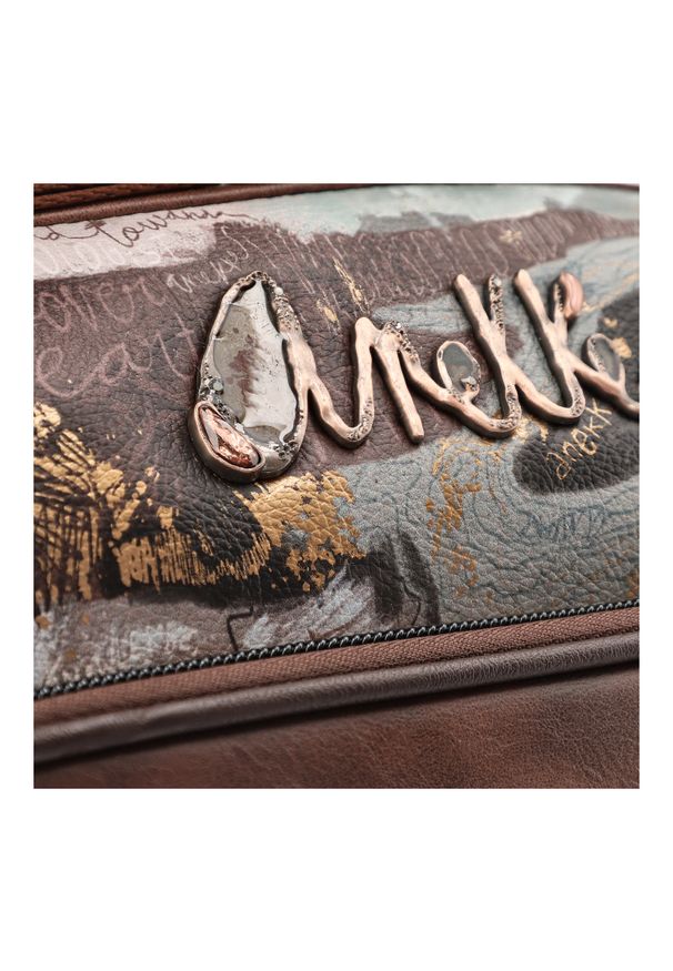 Brązowa Torebka Anekke Elegancka Listonoszka Damska. Kolor: brązowy. Wzór: aplikacja. Materiał: zdobione. Styl: elegancki