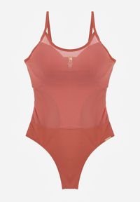Renee - Różowy Jednoczęściowy Strój Kąpielowy z Siateczką i Wycięciem na Plecach Xenneth. Kolor: różowy #6