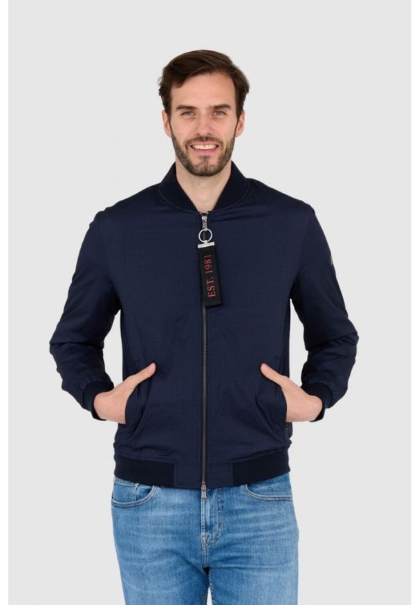 Guess - GUESS Granatowa męska kurtka wiatrówka, Rozmiar XXL. Kolor: niebieski