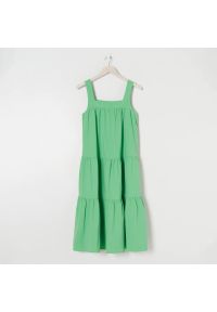Sinsay - Sukienka maxi z marszczeniami - Zielony. Kolor: zielony. Długość: maxi #1