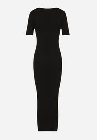 Born2be - Czarna Dopasowana Sukienka z Dzianiny z Wiskozy w Eleganckim Stylu Peliora. Okazja: na co dzień, na spacer. Kolor: czarny. Materiał: dzianina, wiskoza. Długość rękawa: krótki rękaw. Sezon: wiosna. Styl: elegancki #7