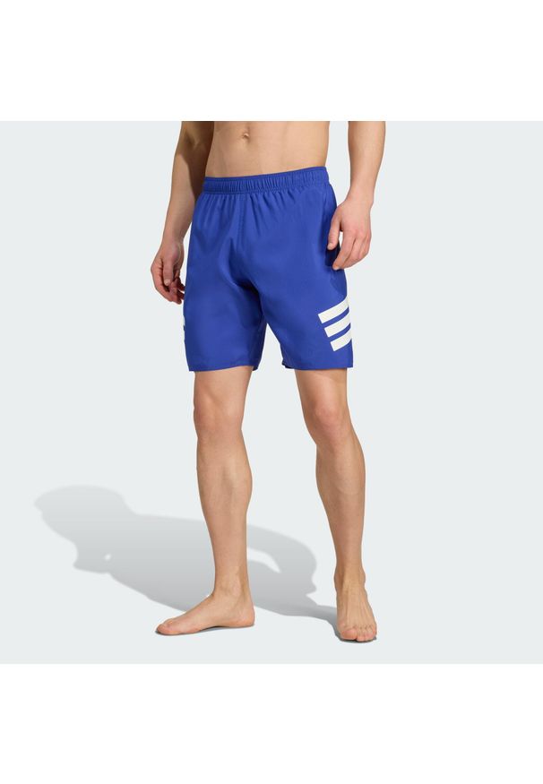 Adidas - Szorty do pływania 3-Stripes 8-Inch. Kolor: biały, wielokolorowy, niebieski. Materiał: materiał