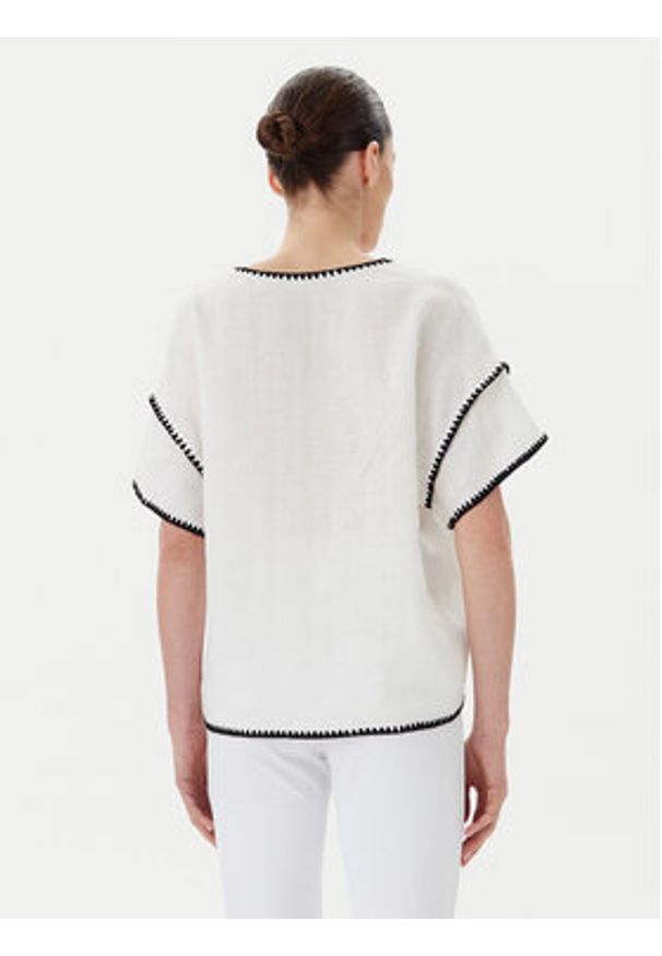 ICONA Bluzka RP5LE004 Biały Relaxed Fit. Kolor: biały. Materiał: len