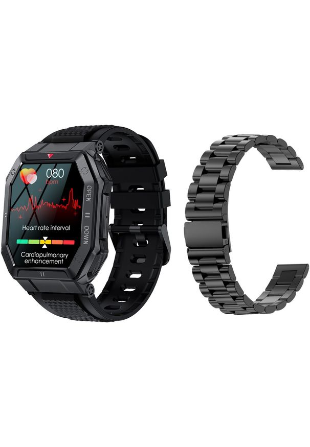 Nowy Smartwatch GlacierX Trail Black + Bransoleta stalowa GX-TC55 BS. Rodzaj zegarka: smartwatch. Kolor: szary