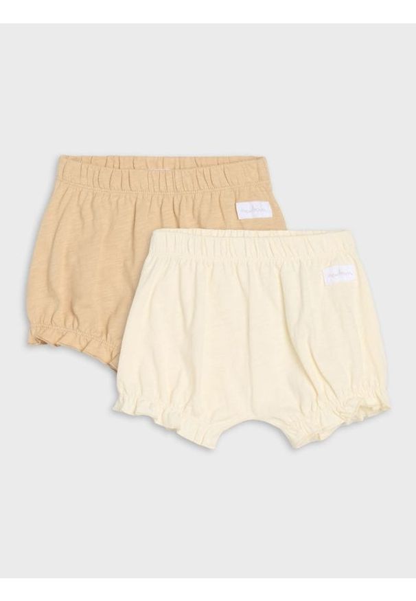 Sinsay - Szorty z bawełnianego dżerseju o nierównym włóknie 2 pack - kremowy. Kolor: kremowy. Materiał: włókno, bawełna, jersey