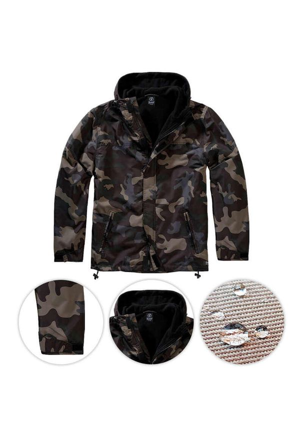 Kurtka turystyczna męska Brandit Frontzip Windbreaker Dark Camo. Kolor: czarny, zielony, brązowy, wielokolorowy