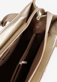 Born2be - Złota Torebka Tote z Regulowanym Paskiem w Komplecie Soriale. Kolor: złoty. Materiał: skórzane. Styl: klasyczny, elegancki, casual