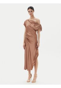 Pinko - PINKO Sukienka koktajlowa 104986 A2GZ Brązowy Regular Fit. Kolor: brązowy. Materiał: wiskoza. Styl: wizytowy