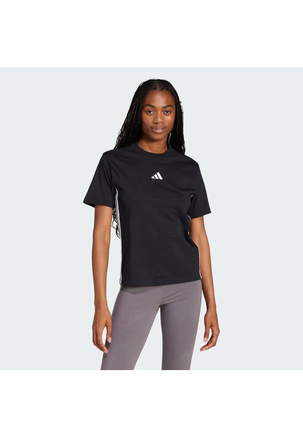 Adidas - Koszulka Essentials 3-Stripes Cotton. Kolor: czarny, wielokolorowy, biały. Materiał: bawełna. Sport: fitness