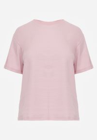 Born2be - Różowy Klasyczny T-shirt z Bawełny o Prostym Kroju Phemeni. Okazja: na co dzień. Kolor: różowy. Materiał: bawełna. Styl: klasyczny #4