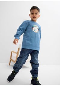 bonprix - Bluza z czystej bawełny organicznej. Kolor: niebieski. Materiał: bawełna. Wzór: nadruk #3