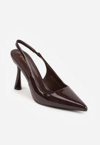 Born2be - Brązowe Sandały Szpilki Lakierowane Bez Pięty Tosellea. Okazja: na co dzień. Kolor: brązowy. Materiał: lakier. Obcas: na szpilce. Styl: casual, elegancki. Wysokość obcasa: średni #2