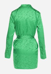 Born2be - Zielona Krótka Sukienka Kopertowa z Materiałowym Paskiem Urvila. Kolor: zielony. Materiał: materiał. Typ sukienki: kopertowe. Styl: elegancki. Długość: mini #7