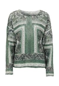 Cellbes Sweter we wzory khaki we wzory female zielony/ze wzorem 42/44. Kolor: zielony. Długość rękawa: długi rękaw. Długość: długie. Wzór: ażurowy, haft #1