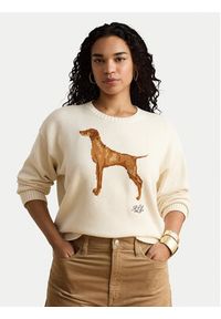 Lauren Ralph Lauren - LAUREN RALPH LAUREN Sweter 200P14120001 Kremowy Regular Fit. Kolor: kremowy. Materiał: bawełna #3