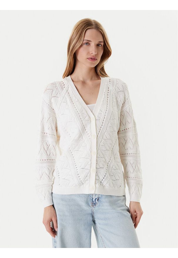 Guess Kardigan W5YR55 Z2ZK2 Biały Regular Fit. Kolor: biały. Materiał: bawełna