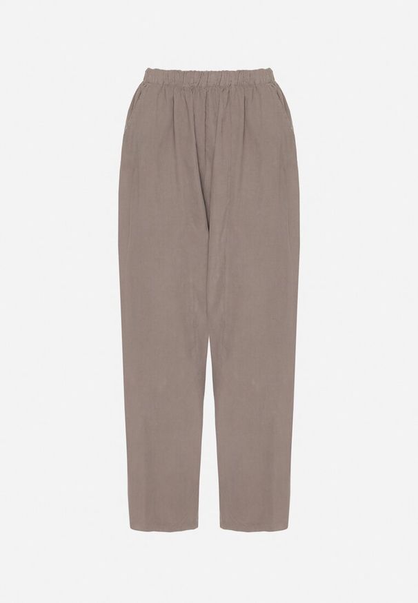 Born2be - Szare Szerokie Spodnie z Bawełny z Wysokim Stanem Florili. Okazja: na co dzień. Stan: podwyższony. Kolor: szary. Materiał: bawełna. Sezon: wiosna, lato. Styl: klasyczny, casual, elegancki