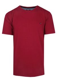Red Way - T-Shirt Czerwona Jednokolorowa, Męski, Koszulka, Krótki Rękaw, U-neck. Okazja: na co dzień. Kolor: czerwony. Materiał: bawełna, elastan. Długość rękawa: krótki rękaw. Długość: krótkie. Sezon: wiosna, lato. Styl: casual #1