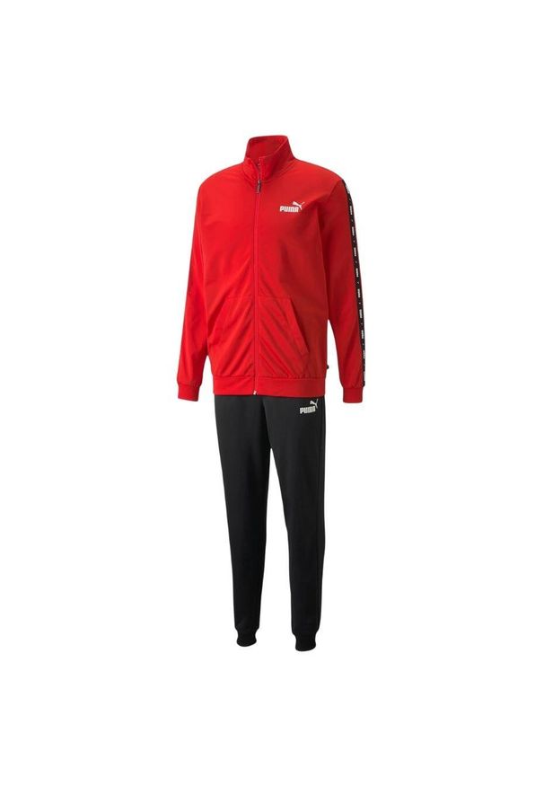 Dres piłkarski męski Puma Tape Poly Suit. Okazja: na uczelnię. Kolor: czerwony. Materiał: dresówka. Styl: sportowy