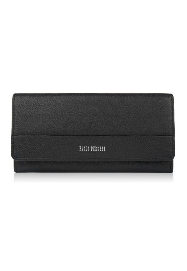 PAOLO PERUZZI - Portfel damski skórzany czarny duży z RFID Paolo Peruzzi AL-01-BL. Kolor: czarny. Materiał: skóra