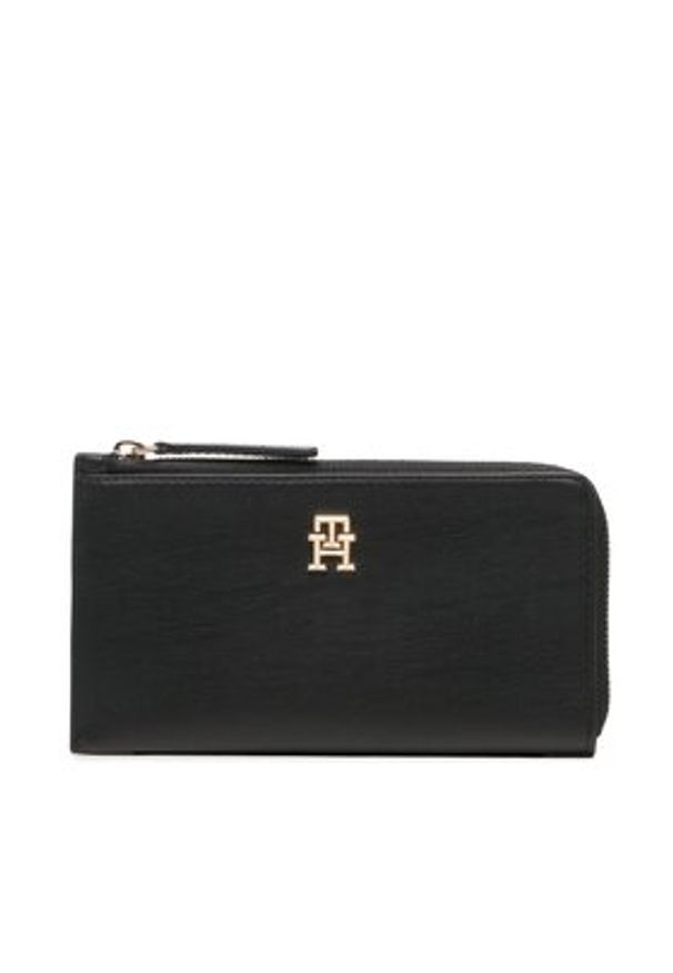 TOMMY HILFIGER - Tommy Hilfiger Duży Portfel Damski Th Feminine Large Slim Wallet AW0AW14890 Czarny. Kolor: czarny. Materiał: skóra