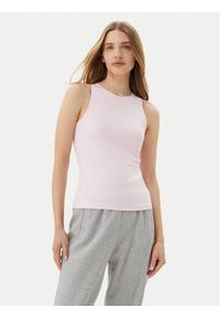 Adidas - adidas Top Essentials Linear JC5797 Różowy Slim Fit. Kolor: różowy. Materiał: bawełna
