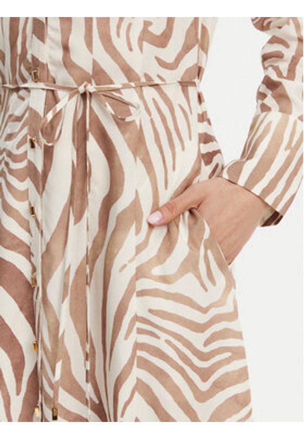 Marciano Guess Sukienka koszulowa 5GGK08 7314A Beżowy Regular Fit. Kolor: beżowy. Materiał: lyocell. Typ sukienki: koszulowe