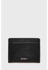 DKNY - Dkny etui na karty skórzane kolor czarny. Kolor: czarny. Materiał: skóra. Wzór: gładki