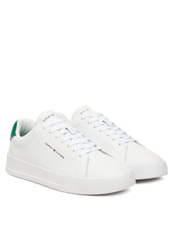 TOMMY HILFIGER - Tommy Hilfiger Sneakersy Th Court Lth Detail Ess FM0FM05367 Biały. Kolor: biały. Materiał: skóra