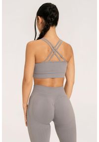 GYM GLAMOUR - Stanik fitness cardio damski Gym Glamour push up 2.0. Kolor: szary. Rodzaj stanika: push-up. Sport: fitness
