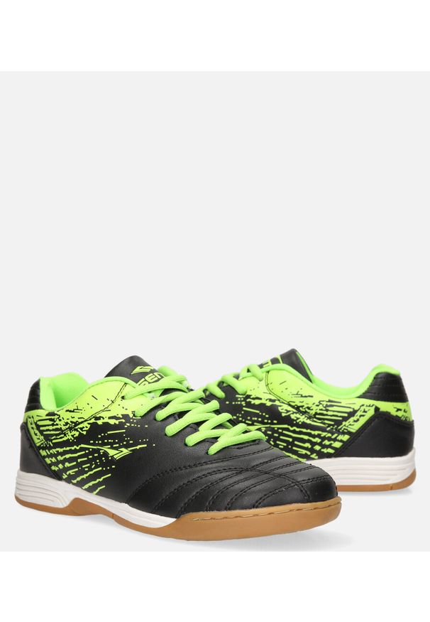 Casu - Czarne buty sportowe halówki sznurowane casu b1901b-2. Kolor: czarny, wielokolorowy, zielony